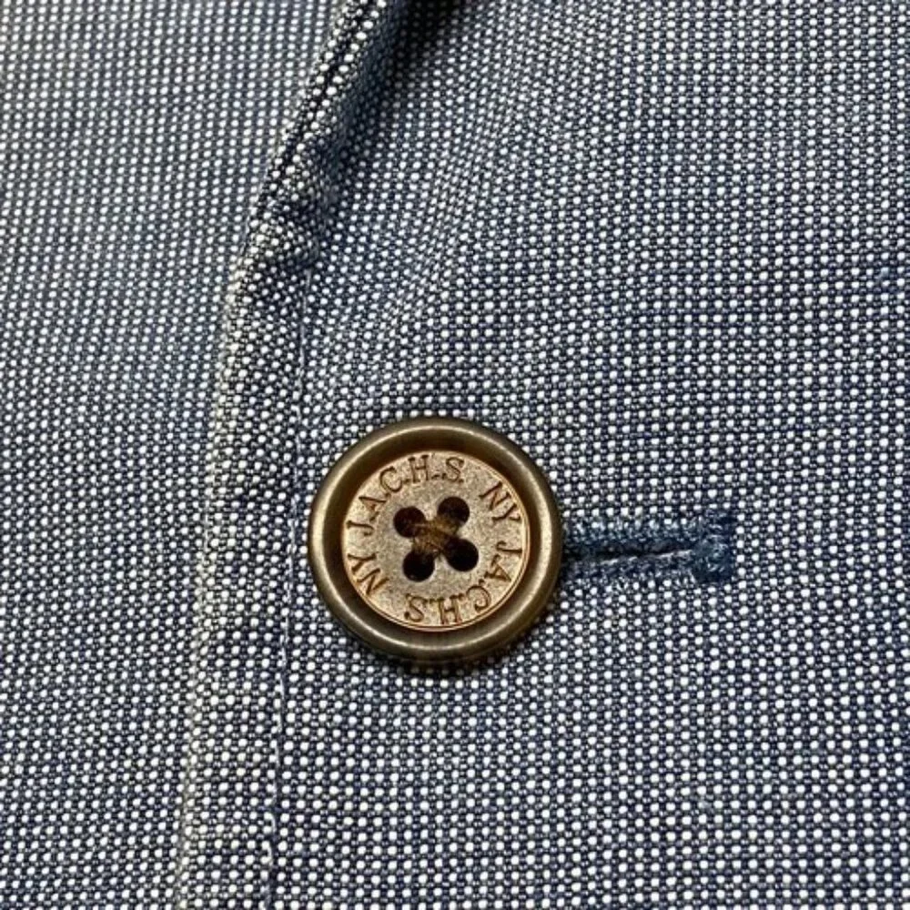 Jach's NY Sport Coat Men's Med Blue Denim 2 Button Faux Pockets Blazer MSRP $295